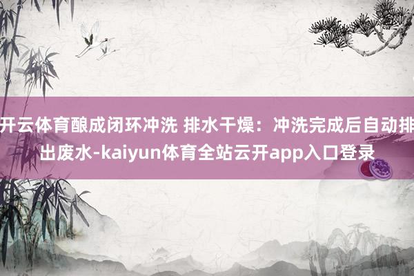 开云体育酿成闭环冲洗 排水干燥：冲洗完成后自动排出废水-kaiyun体育全站云开app入口登录